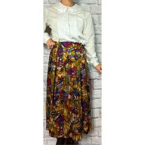 Vintage Worthington Moody Colors Baroque Print Pleated Midi Skirt